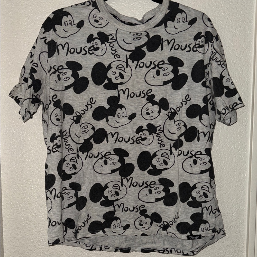 Disney Black and Gray Mickey Mouse Women's Tee